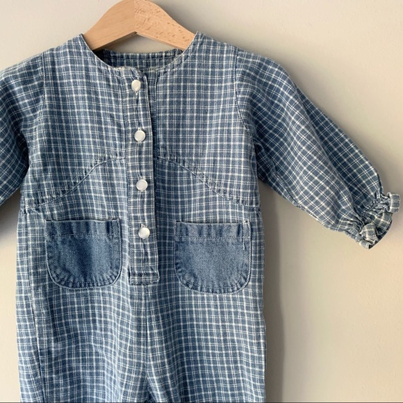 Vintage Baby Superstore Plaid Denim Jumpsuit - Picture 2 of 5